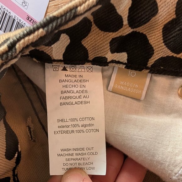 NEW Michael Kors Selma Straight Leg Ankle size 10 Leopard Print High Rise Jeans - Picture 9 of 13
